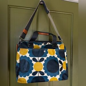Orla Kiely Floral Messenger Bag  - Navy and Yellow